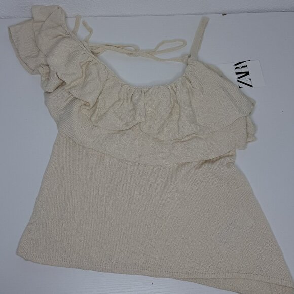 Zara Tops - Zara Cream Ruffle Off Shoulder Top NWT